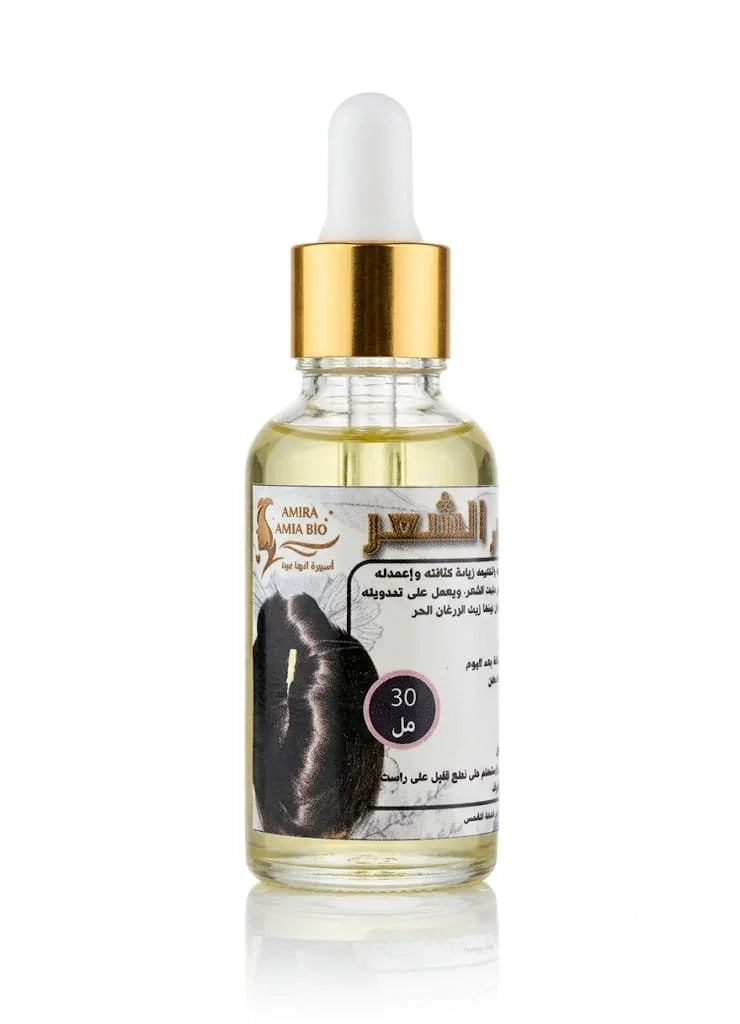 Sérum capillaire Amira Bio dans un flacon compte-gouttes de 30 ml